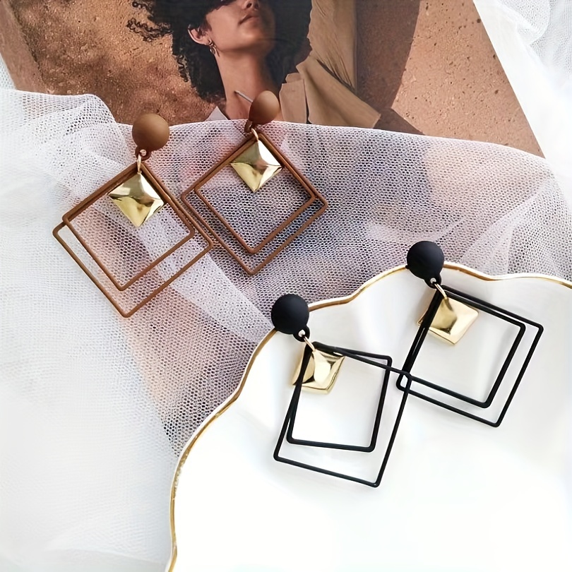 Geometric Rhombus Shaped Square Earrings for Women