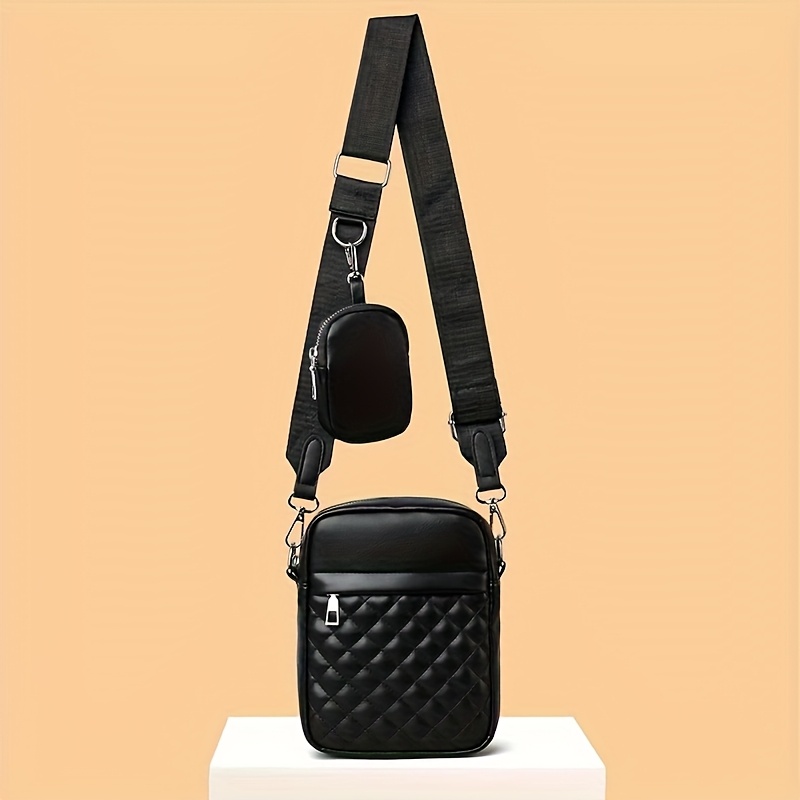 Easy Solid Quilted Decor Multi-compartment Crossbody Bag With Small Pouch, Suitable For Women' Use