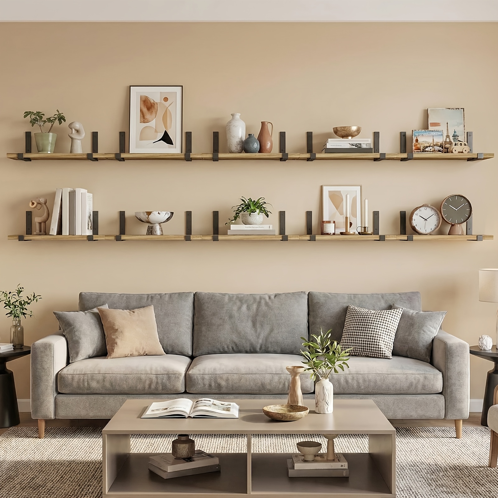 practical TOMNK 10pcs Floating Shelves for Wall, 15.8*5.9in, Wall Shelves for Bedroom, Kitchen, Bathroom Decor, Book Shelves for Living Room, Place Small Plants, Trophies, Collectibles, Books, Photos, Suitable for Home Decoration And Christmas Decoration 5 practical TOMNK 10pcs Floating Shelves for Wall, 15.8*5.9in, Wall Shelves for Bedroom, Kitchen, Bathroom Decor, Book Shelves for Living Room, Place Small Plants, Trophies, Collectibles, Books, Photos, Suitable for Home Decoration And Christmas Decoration - Image 5