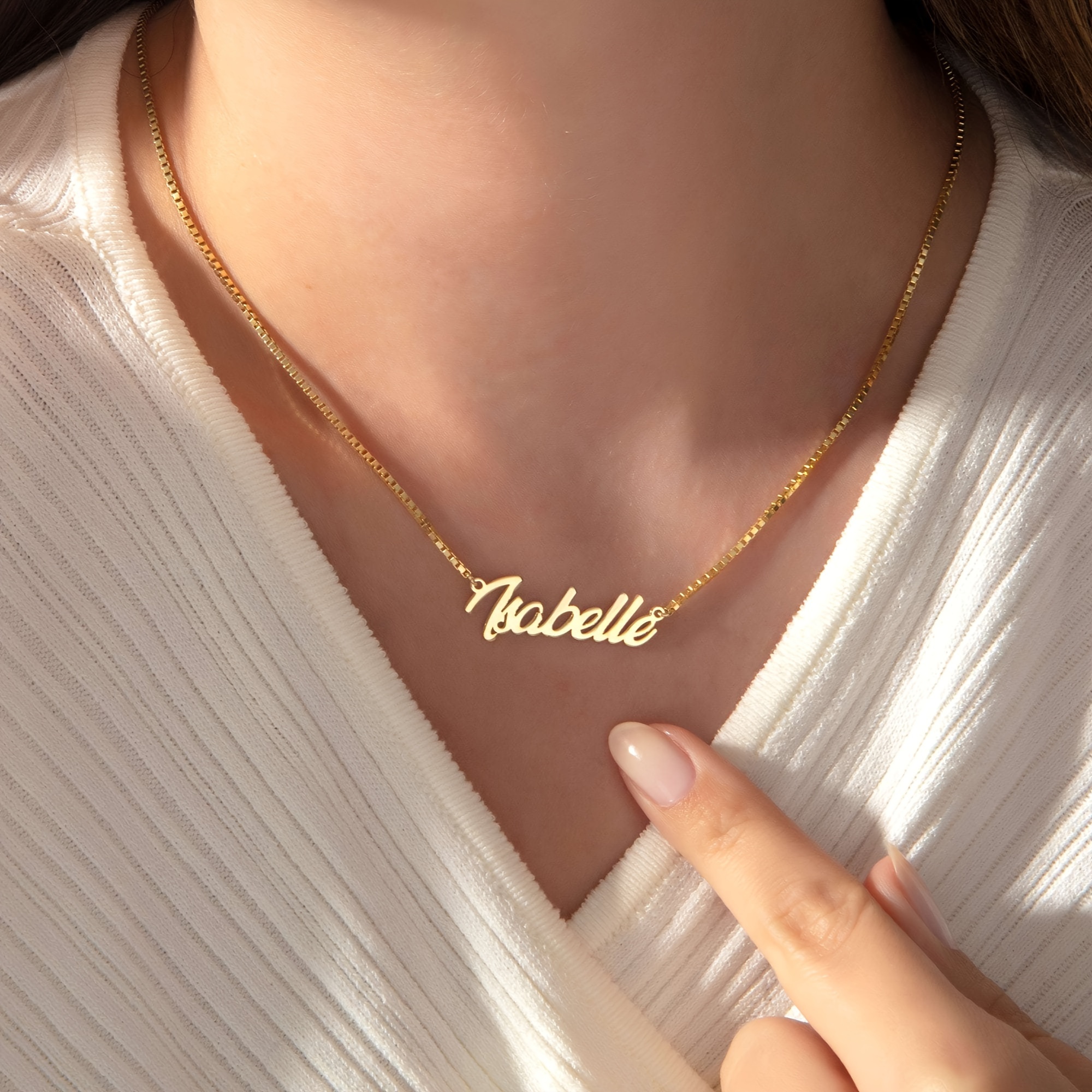 1pc personalized stainless steel name necklace - 18k golden plated, simple &  , perfect gift for christmas or any occasion,   daily & vacation wear details 3