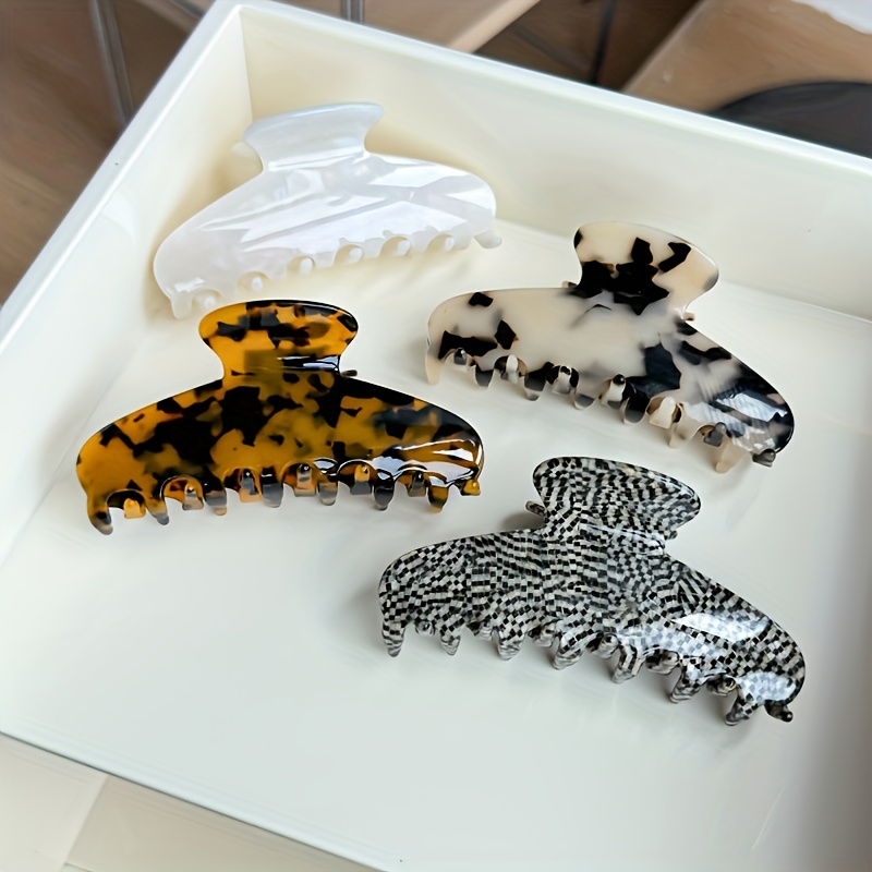 A Large 11CM Back of The Head Hair Clip Hair Claw High Ponytail Hair Accessory, Marble Pattern Floral Leopard Print Dopamine Morandi Color Series, Acetate