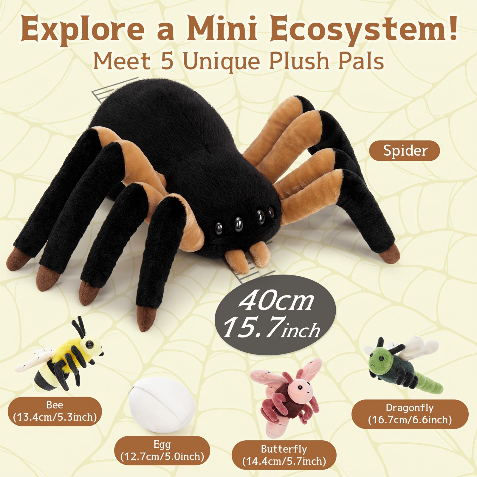 MorisMos 5pcs Spider Stuffed Animal Set