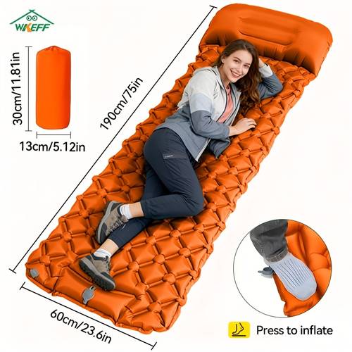 sleeping pad for camping inflatable sleeping pad ultralight camping mattress with pillow built in pump compact inflatable portable mat for backpacking hiking car traveling beach tent portable camping mat