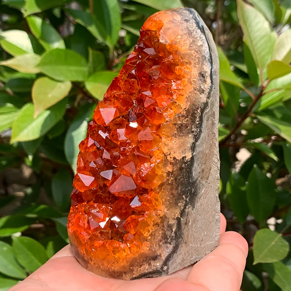TEMU 1pc Cluster de Cristal de Quartz Orange Rare Aléatoire, Échantillon de Cavité , Libre , Cadeau Créatif et , Collection d'Art de Décoration