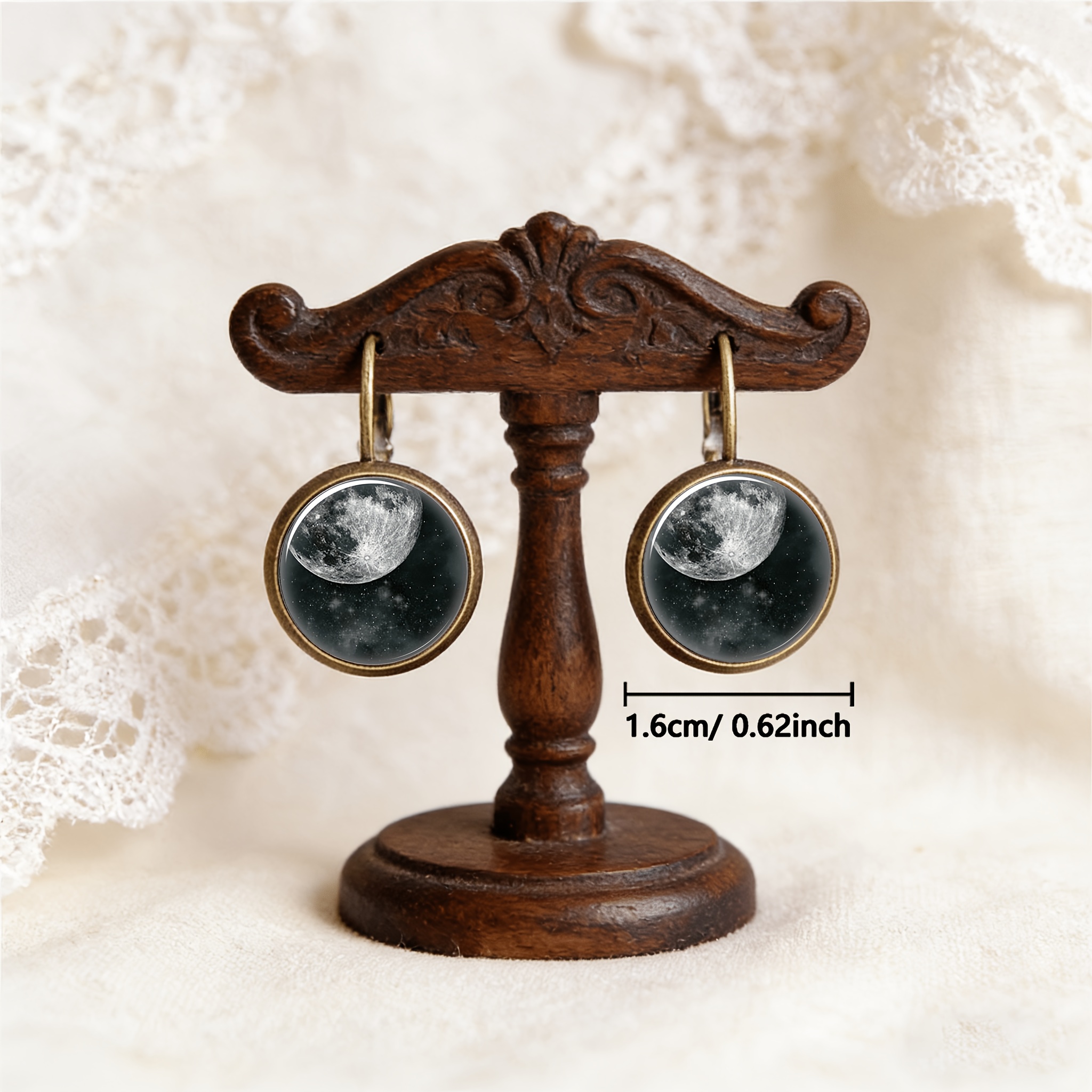 2pcs Set Antique Cyan Round Classical Earrings with Ear Hooks