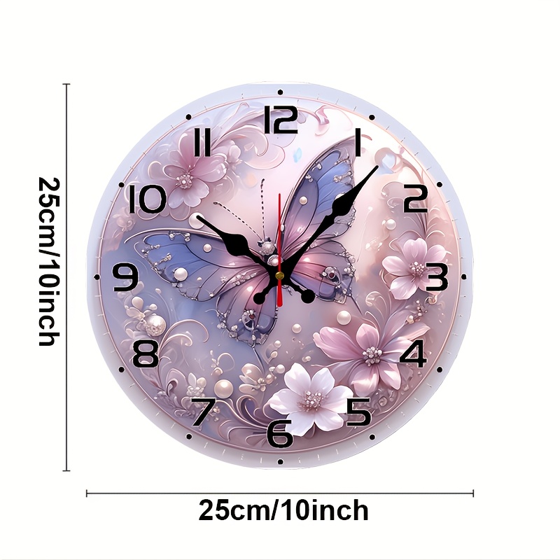 TEMU Vibrant Backdrop Clock - 10inch Wood Veneer Europe And America Style Round Silent Flat Wall Clock - Batteries Not Included - Add Your Study Or
