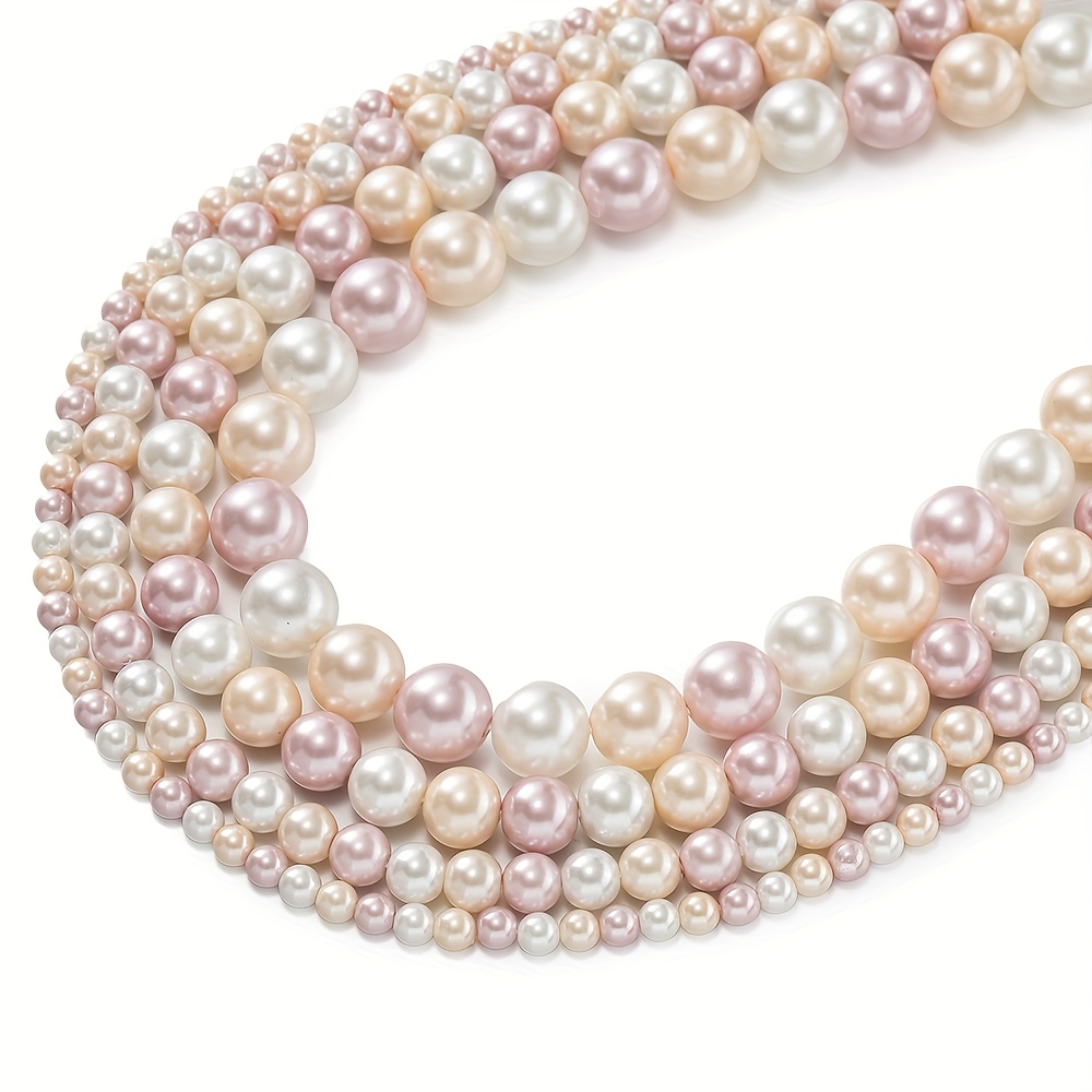 TEMU 1 Strand 4.5/6.5/8/10mm Glass Artificial Spacer Beads - 39/47/65/92pcs & Pastel For Making, Necklace Bracelet Crafting - High-quality Glossy