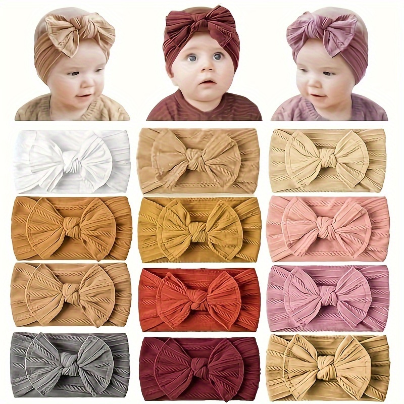 Big Bows Hairband For Baby Girls, 2PCS Polyester Hair Headbands Accessories, For Unisex-Babies Newborn Infant Toddlers 0-6Months