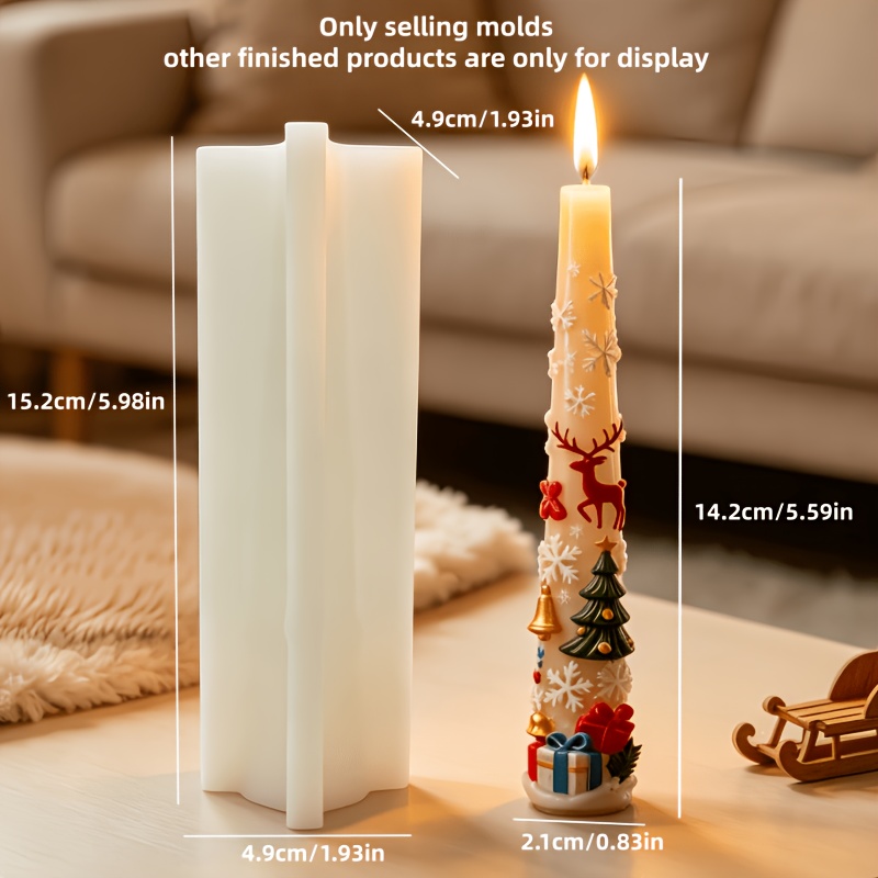 TEMU Resin Silicone Mold Christmas Tree Relief Cylindrical Long Candle Silicone Mold Christmas Gift Box Elk Relief Circular Long Pole Resin Silicone