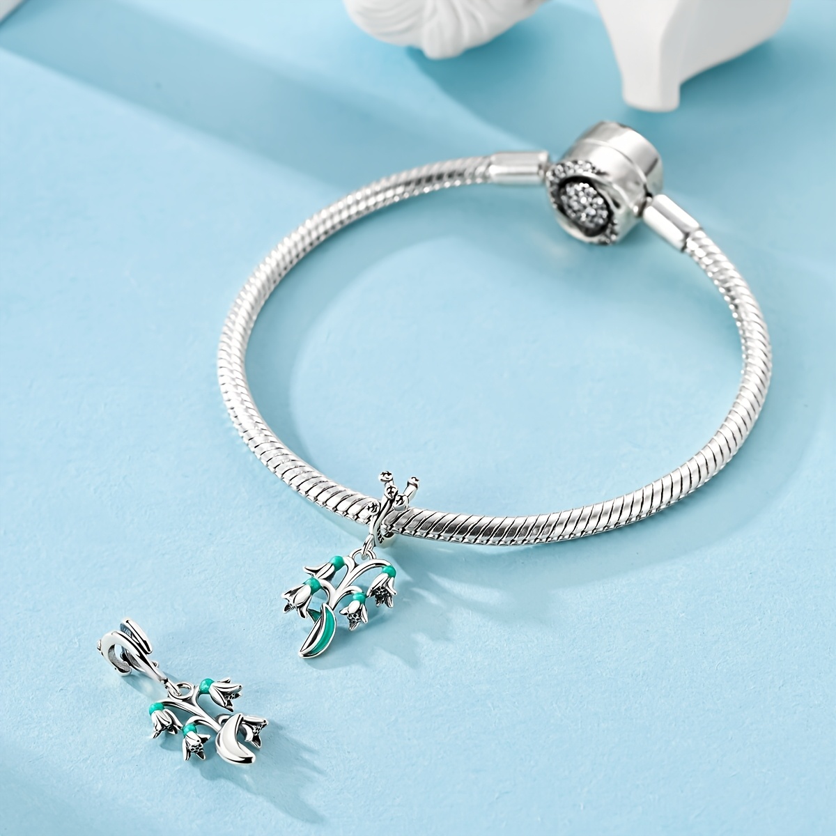 925 Silver Lotus Charm for Bracelet Necklace DIY