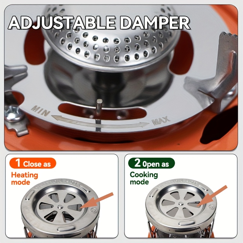 [1pc Portable Propane Heater] 1pc Portable 9000 BTU Propane Heater & Stove Combo | Stainless Steel with Powder Coated Finish, Foldable Legs | For Camping, Hiking, Picnics & Winter Heating, Indoor/Outdoor Use, No Electricity Needed, Compact Design, Durable Construction