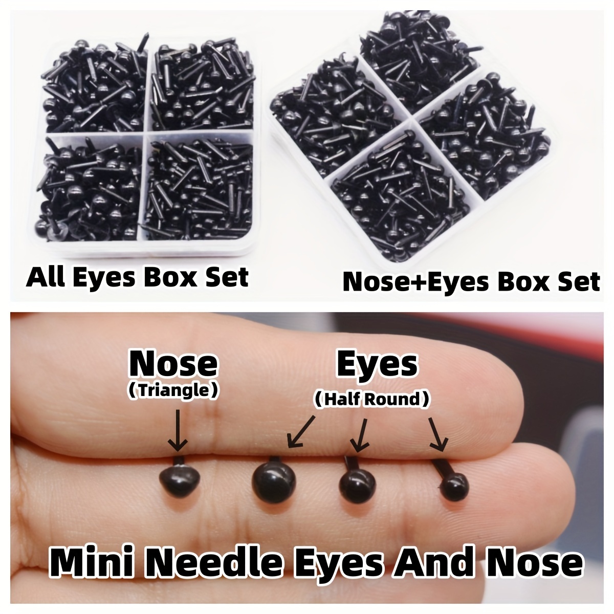 

miniature Magic" Diy Mini Doll Craft Kit - Black Plastic Eyes & Nose Set For Handmade Pendants, Plush Toys & Finger Puppets