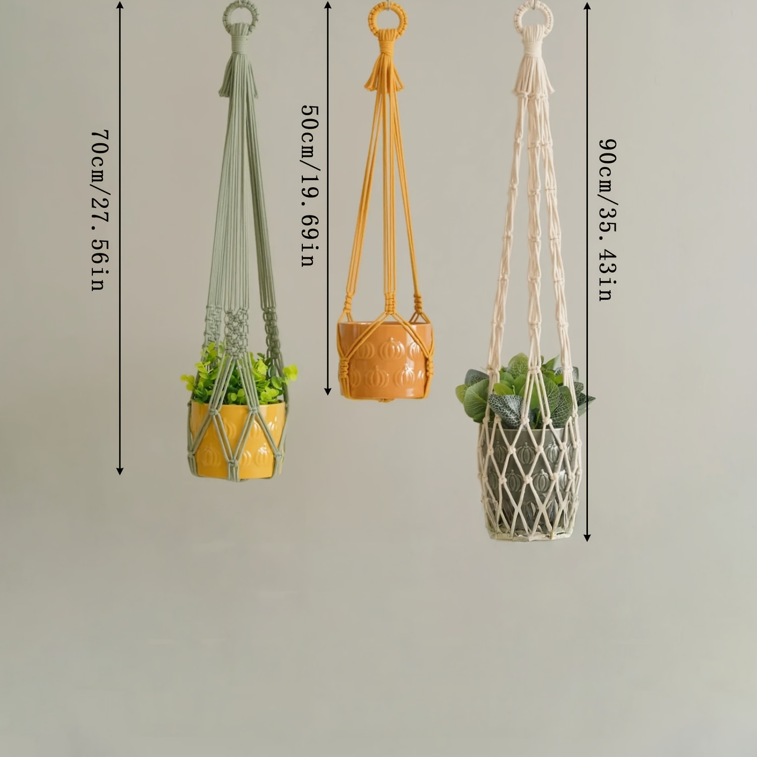 TEMU Ensemble de 3 suspensions pour plantes, paniers suspendus bohèmes à , adaptés à la décoration intérieure et extérieure de