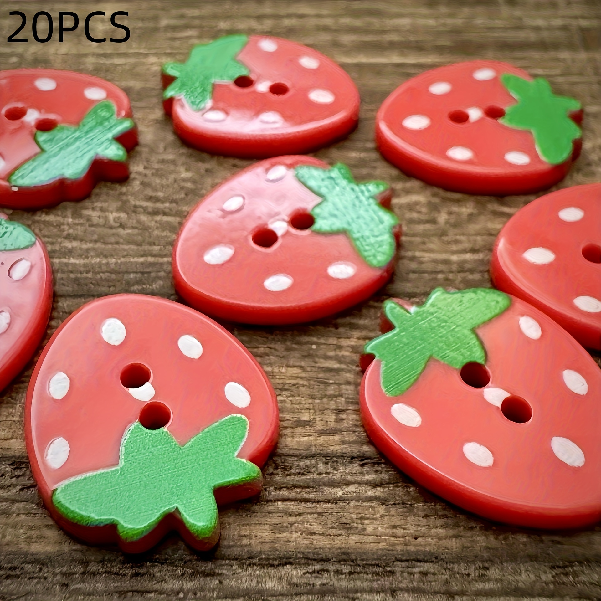 TEMU 20 pezzi di bottoni carini a forma di fragola dei animati, confezione di materiali a , accessori per abbigliamento