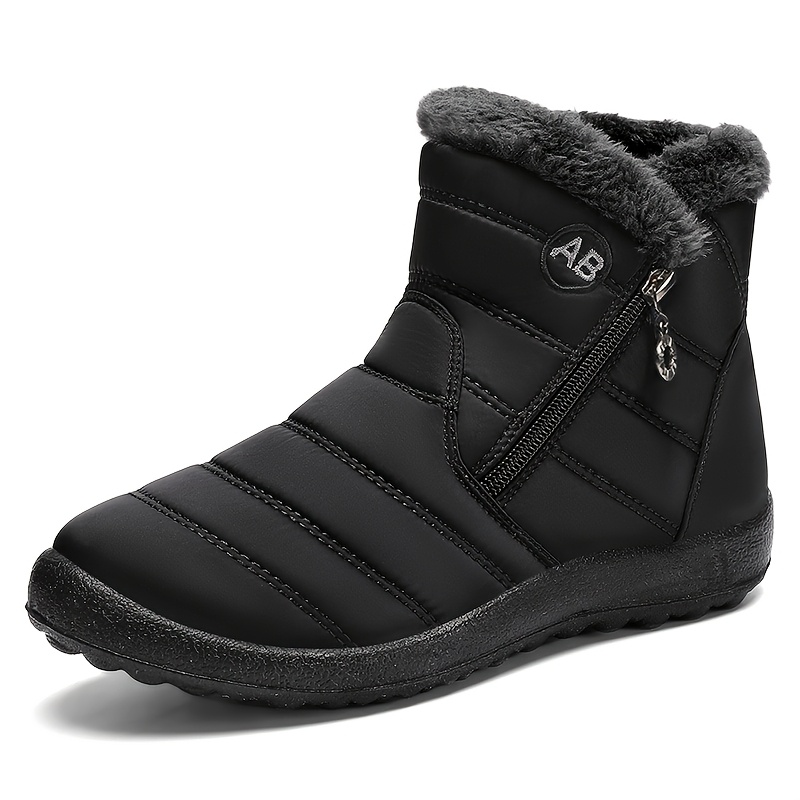 TEMU Botas de nieve unisex de caña ancha con forro polar, botines de invierno cálidos y cómodos con cremallera lateral para salidas al