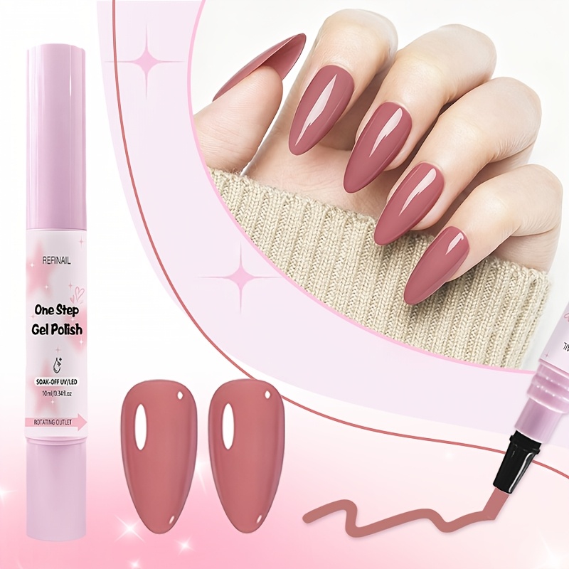 Image of -one Pen- Polish Combining Base Coat, Color, And In A Single, Design. In Popular Red And Pink-beige Shades, It -on Application—the Perfect Manicure Kit