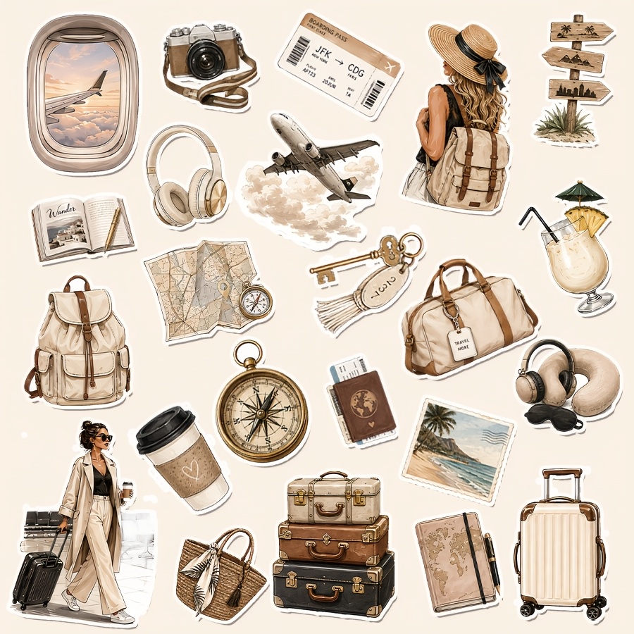 TEMU 1 Set, Aufkleber mit Reise- Urlaubsmotiven, Freundschafts- Liebesgeschenkaufkleber, Verpackungsaufkleber, Feiertagsparty-Aufkleber, -Aufkleber,