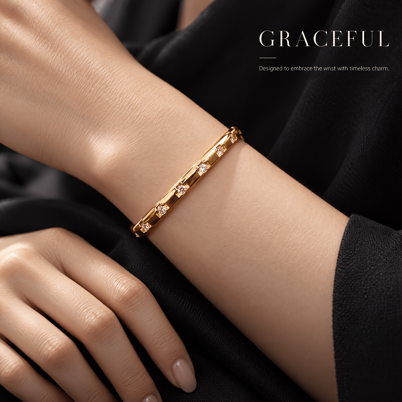 Women's Nickel-Free Hypoallergenic Interlocked Zirconia Bangle