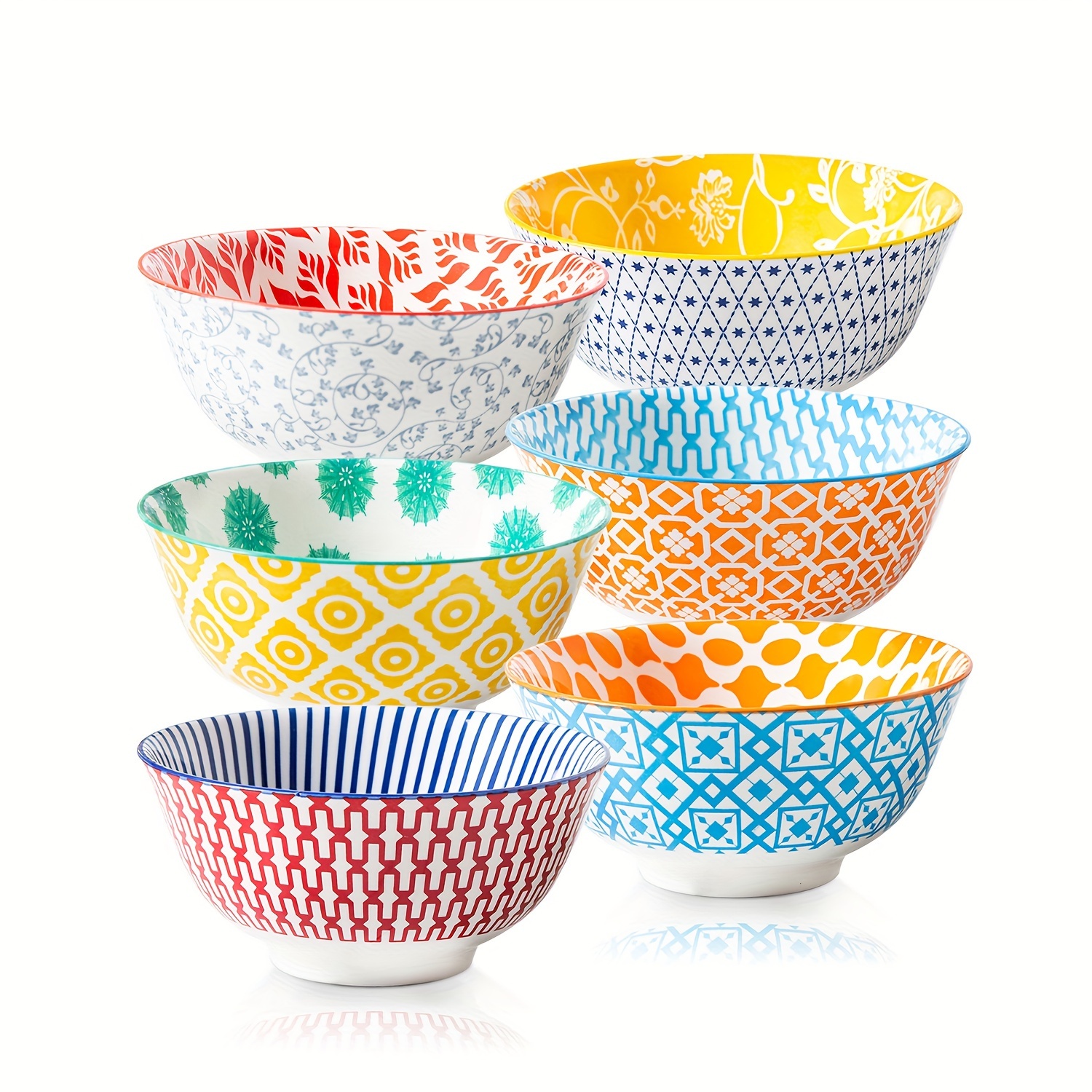 

6pcs Set Cerkik Bowls - 24oz & Bowls, Microwave & Dishwasher Safe, For Pasta, Salad, Oatmeal - , For Christmas, Weddings, Parties