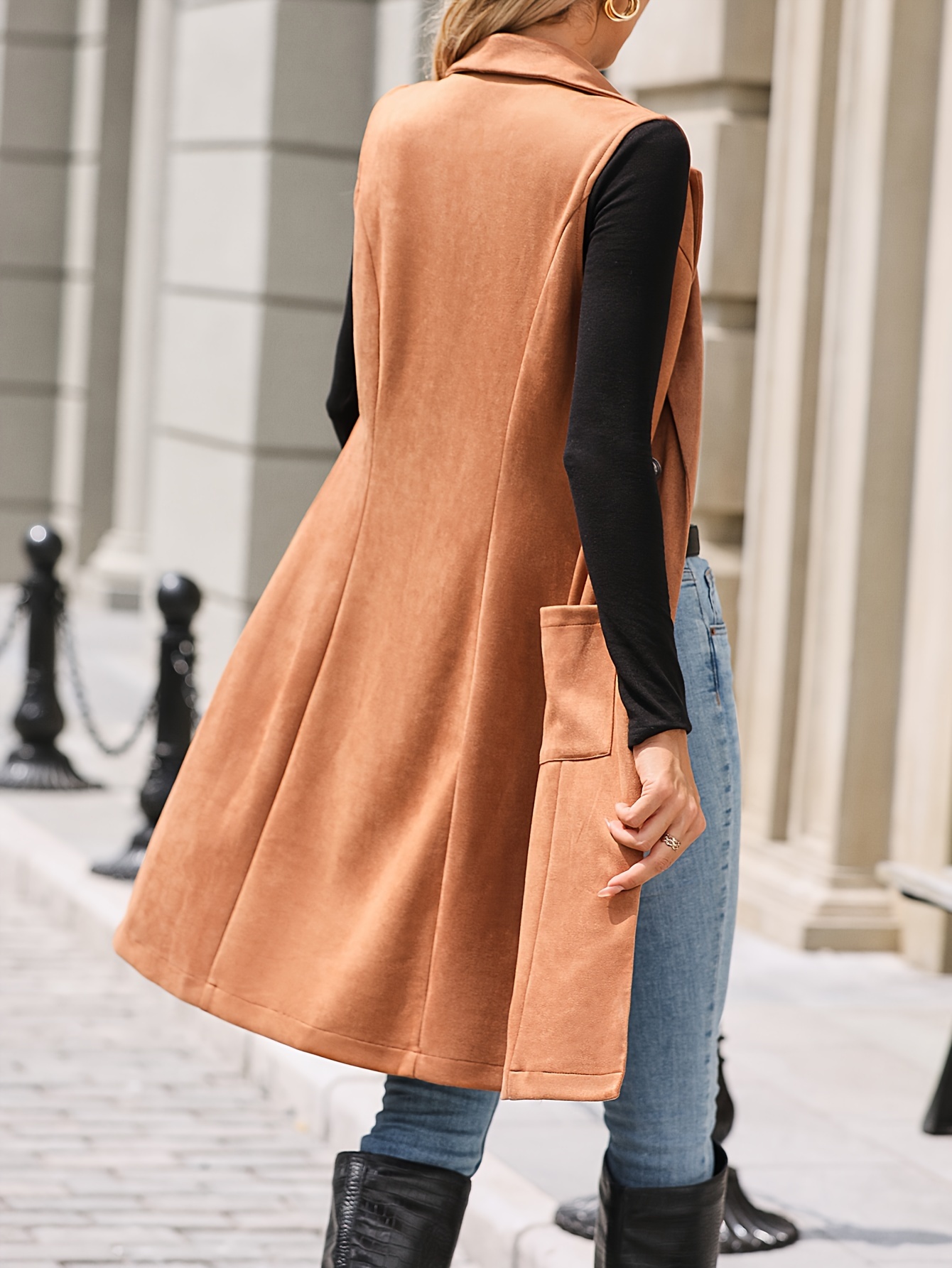 knee length dresses for ladies POINTELLE SLIM LONG VEST DRESS at Atelier Delphine