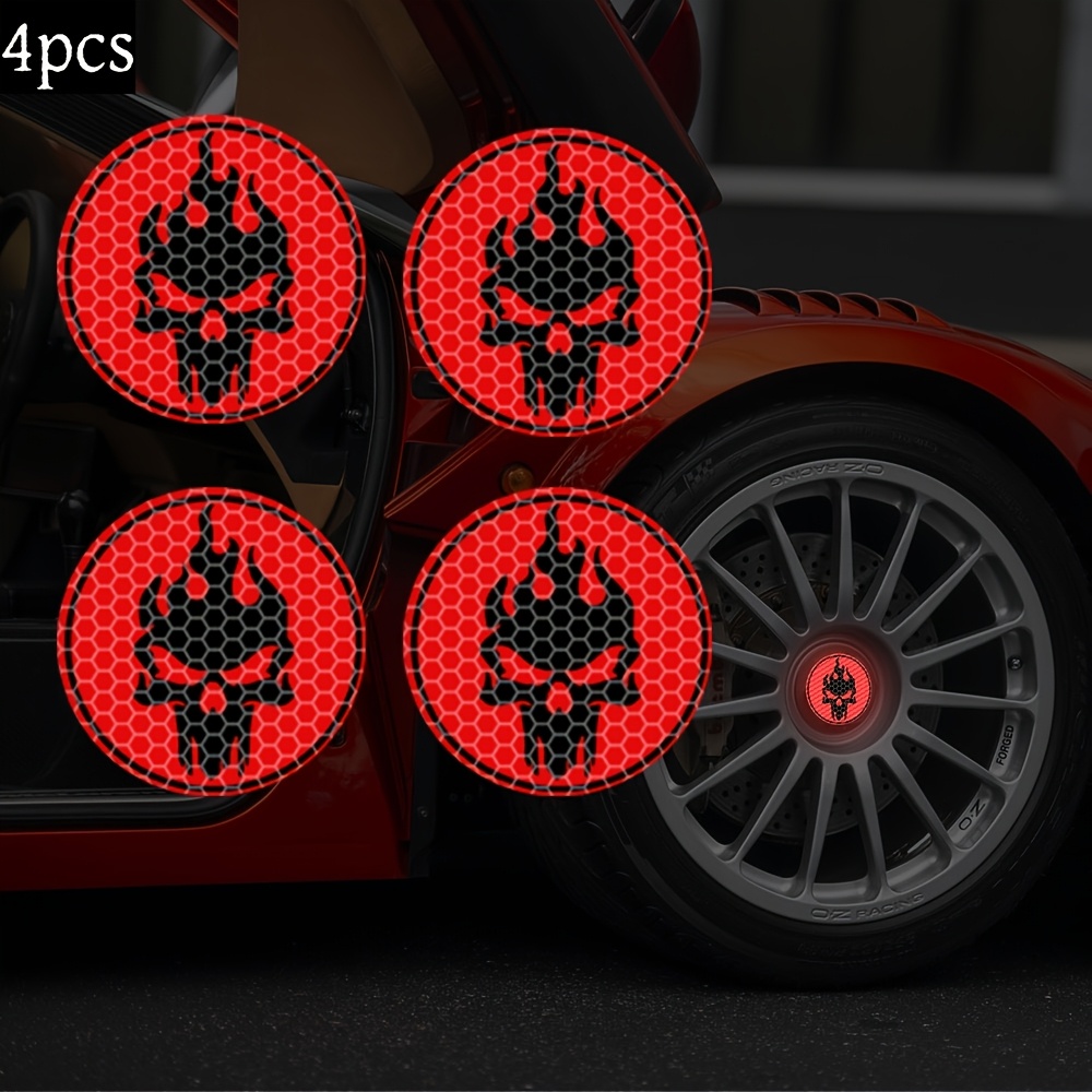 4pcs Flame Reflective Wheel Stickers, Suitable For Cars, Trucks, Suvs, Self-adhesive Vinyl Reflective Rim Decals, Stylish Gift Car Decals