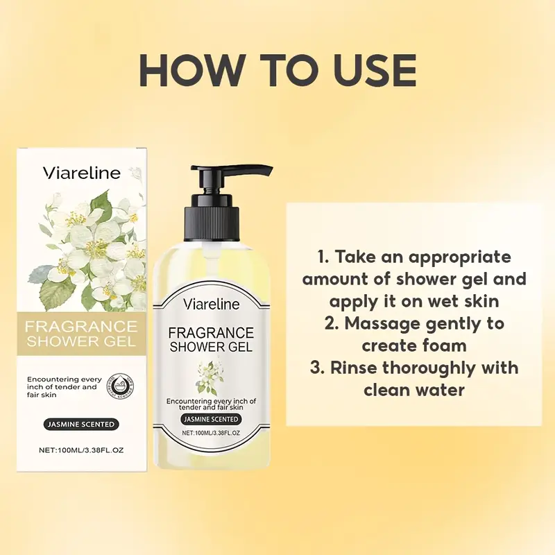 vaireline jasmine scented shower gel 100ml rich foam gentle formula with shea butter glycerin moisturizing alcohol skin types moisturizing gel pump dispenser shea butter formula details 3