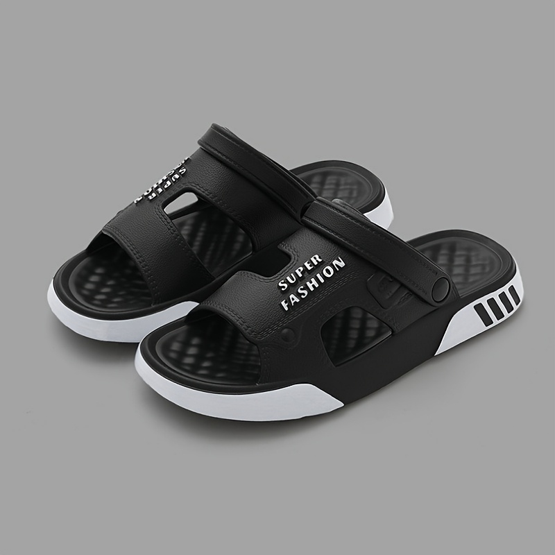 TEMU Men' Sandals, Cushion Slides, Breathable Lightweight Non-slip Summer Sandals For Men, Casual Beach & Outdoor Shoes, Streetwear