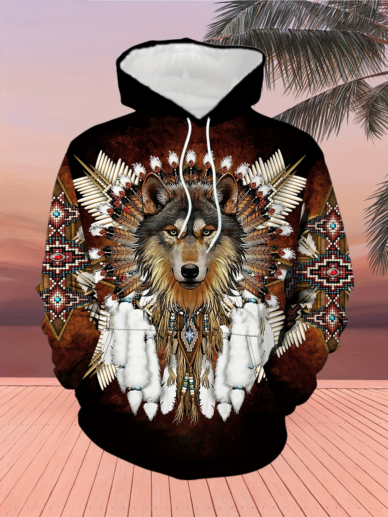 Hoodie Unisex Digital Wolf Hoodie Blue Wolf Sweater Hoodie Wolf