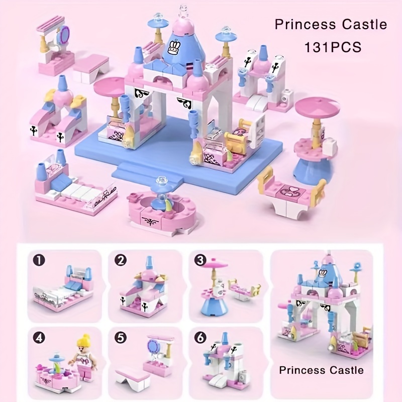

131pcs Girls Princess Castle Building Kits, 6-in-1 Amusement Park Model Assembly Block Toys, Educational Toys, Assembly Toys, Birthday Gifts, Christmas Gifts