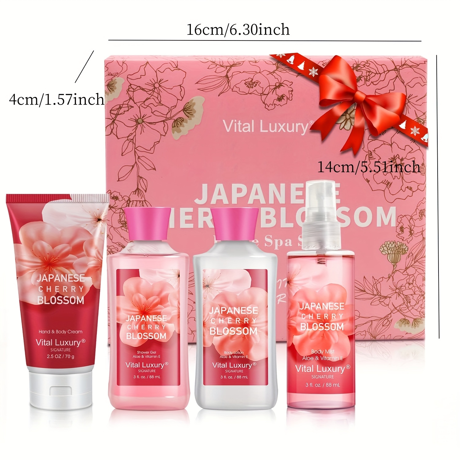 Spa Poklon Košare Za Žene Japanski Cvjetni/Miris Jasmina/Citrusa - Sadrži 3 fl.oz Losiona za Tijelo/Gela za Tuširanje/Kreme za Tijelo/Mist Miris, Idealni Pokloni Za Žene Zimska Dugotrajna Hidratacija Božićni Pokloni za vo