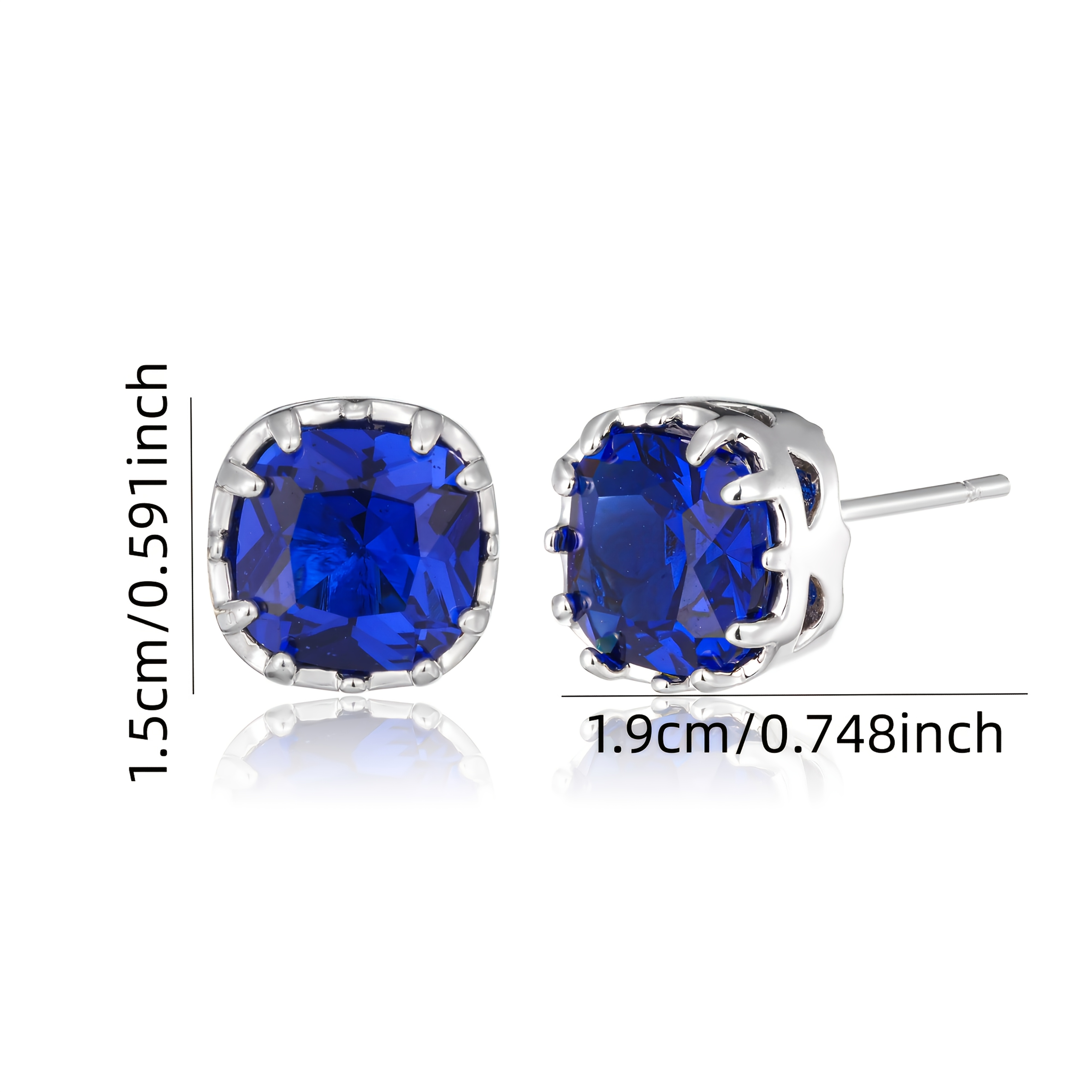Image of Women's Earrings 925 Stud Earrings Inlaid With Blue Synthetic Synthetic Zirconia Stud Earrings Fashionable Bohemian Gift For Women Halloween Christmas Gift Holiday Gift With Gift Box