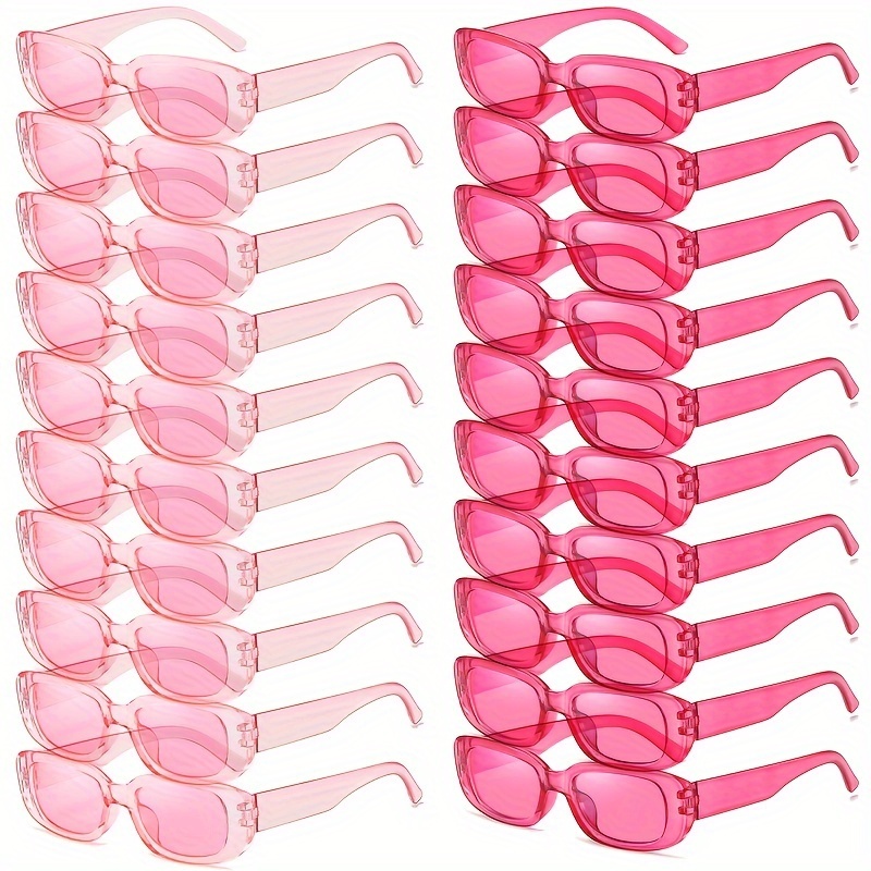 

20 Paires de Lunettes Carrées pour Femmes, Lunettes Rétro de Couleur Gelée Rose Adaptées aux en et à