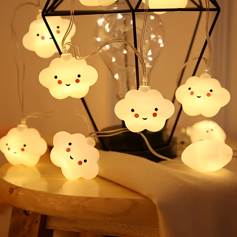 1pc Smile Cloud Led String Lights, Battery Powered, Indoor/outdoor Decor, Party Lights, Garden Lights, Camping Lights, Christmas Lights, No Battery Included