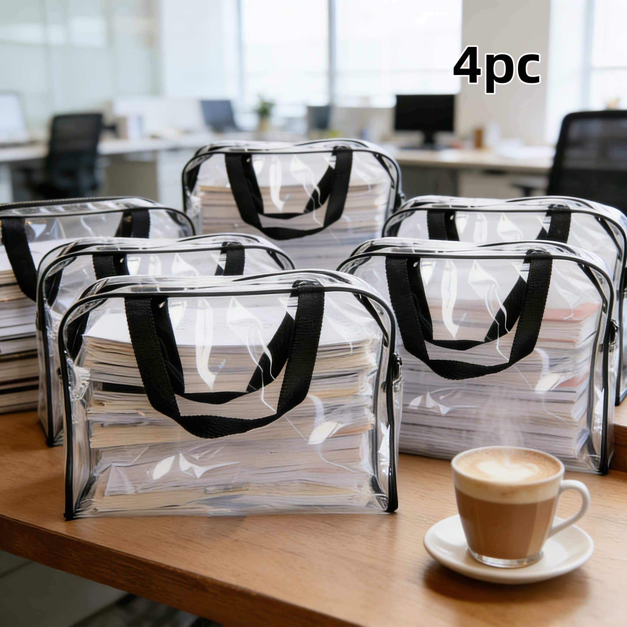 E-shop 4er-Set extra große, vielseitige transparente Aufbewahrungsbeutel mit Griffen Reißverschluss. Strapazierfähige, verdickte, wiederverwendbare