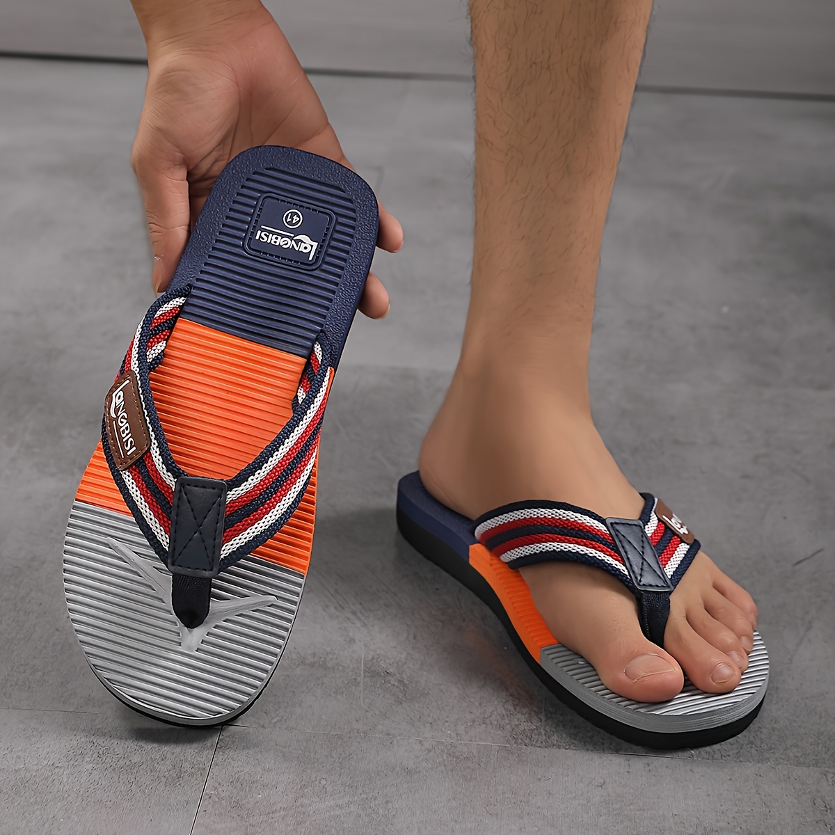 Fashion Men's Slippers, , Sandals, Summer Unisex Breathable Sports Sandals, Slippers, -cross Slippers, Webbing Colorblock Outdoor Work Slippers, Men's Shoes