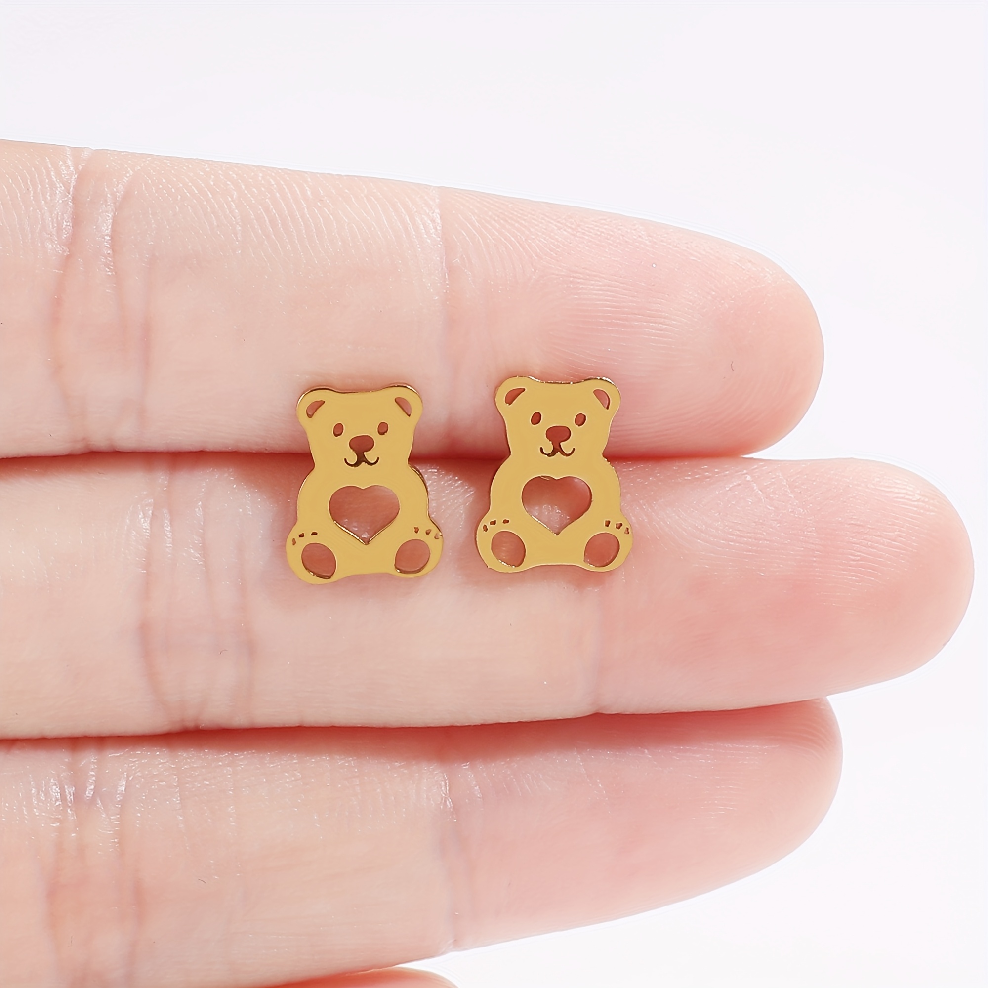 TEMU Boucles d'oreilles en acier inoxydable 316 - Mignons et cœurs, pour un port , cadeau de Saint-Valentin, perçage en acier 316 pour un port toute