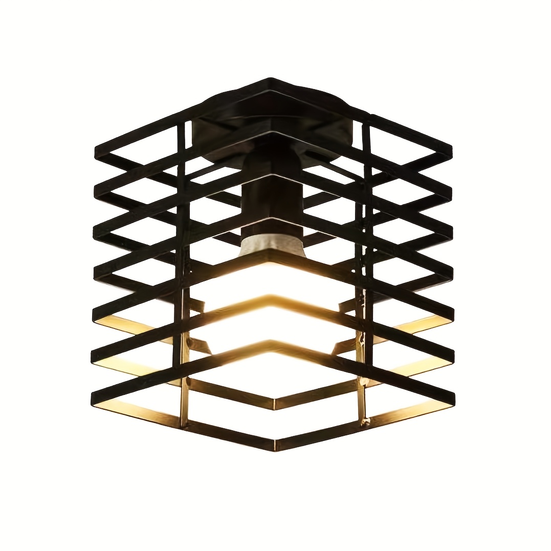 Image of 1pc Modern Industrial-style Semi-flush Mount Ceiling Light, E27 Base, For Living Room, Bedroom, Hallway, Office, Or Dining Room, Bulb Not Included