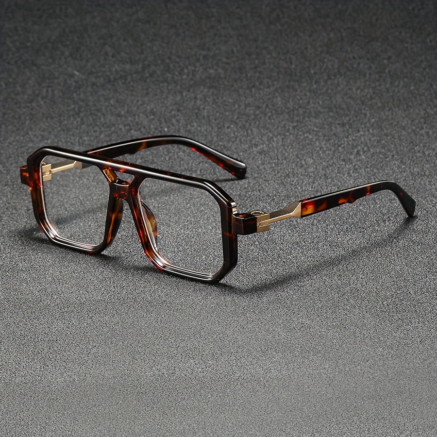 5pcs Men's Square Frame Double Beam Decorative Glasses Set