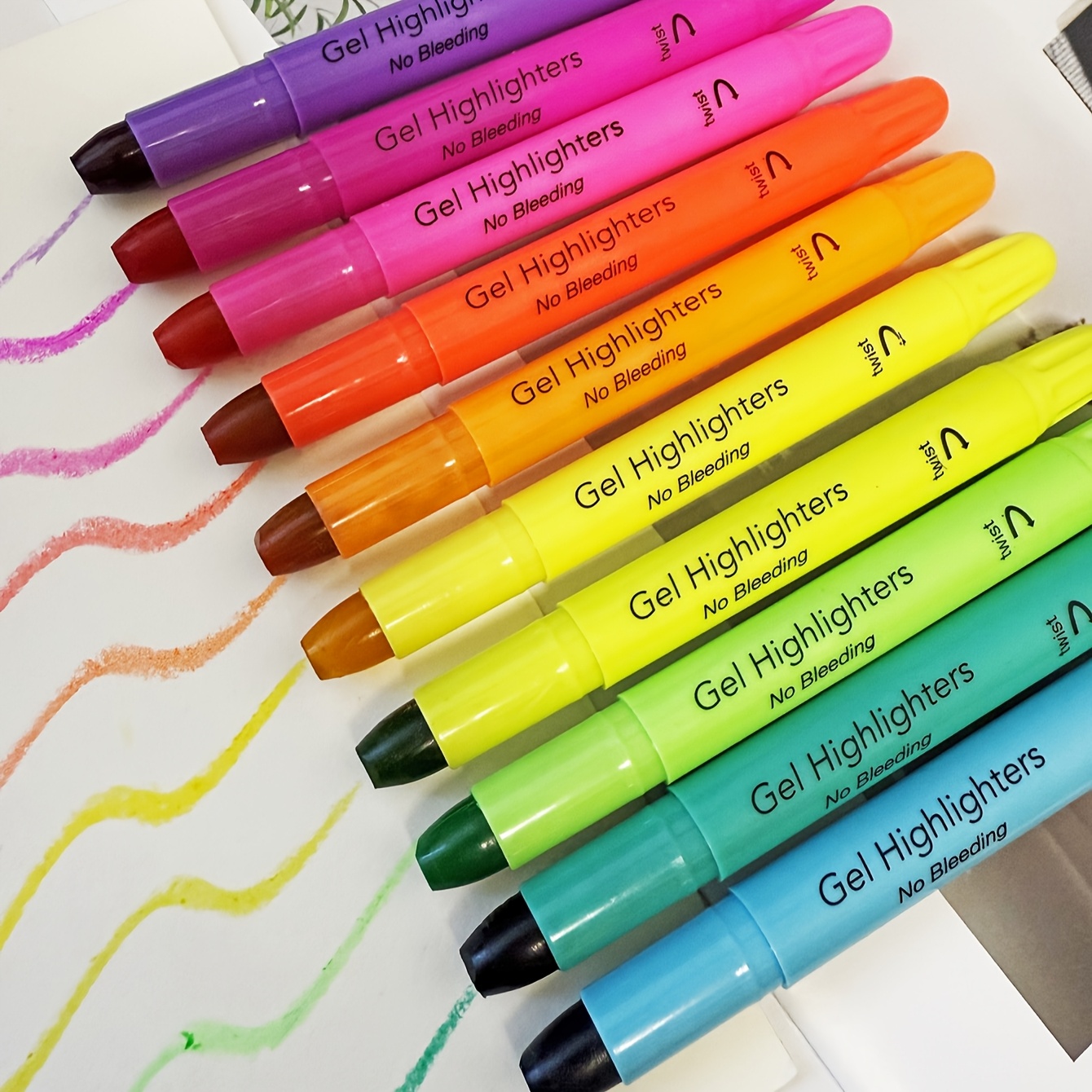 10pcs Pastel/bright Gel Highlighters, No Bleed Through Gel Highlighter For Highlighting Journaling Office For Professional Art Use