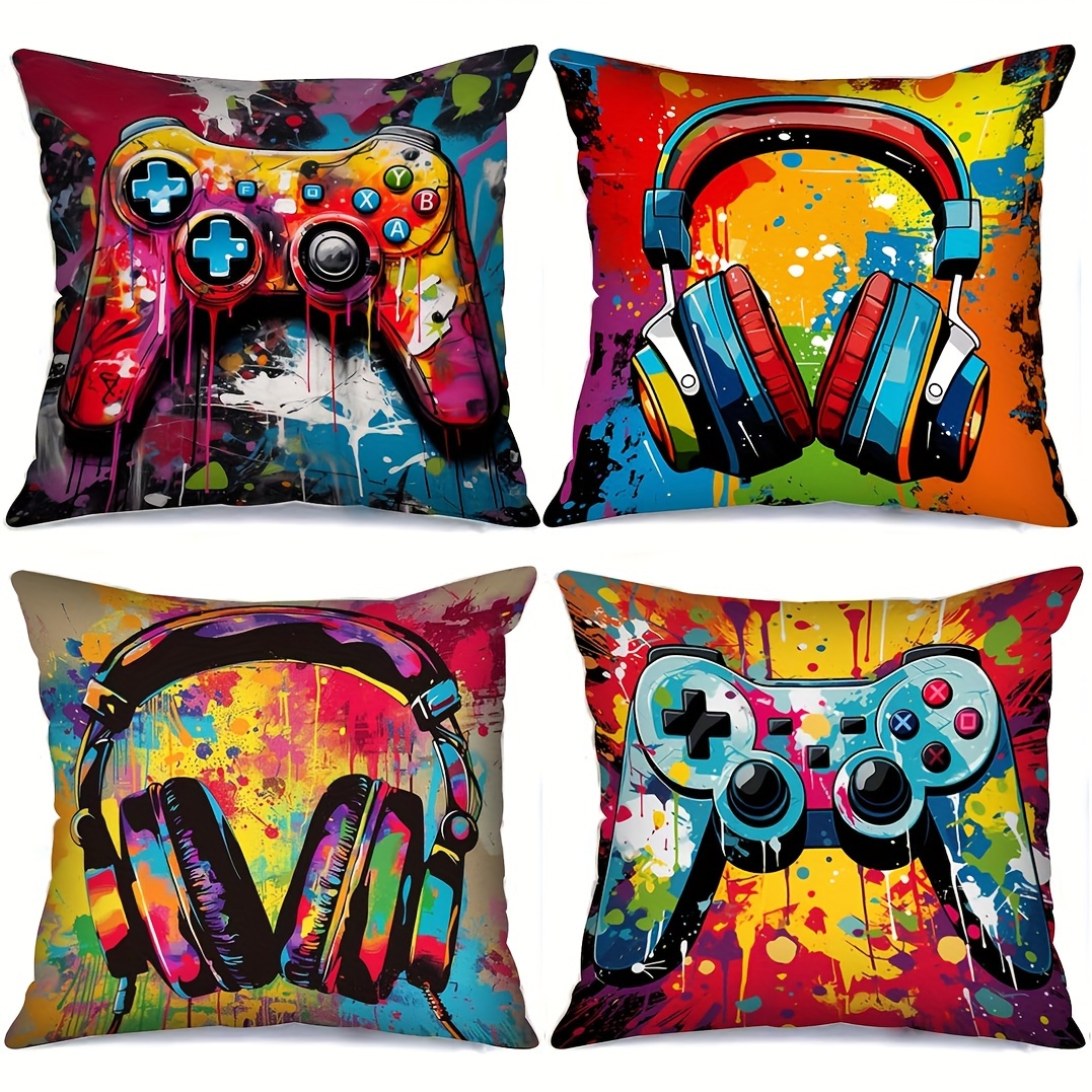 

4pcs Set Of & Headphones - 18x18 , Zip , Washable For & Bedroom Decor