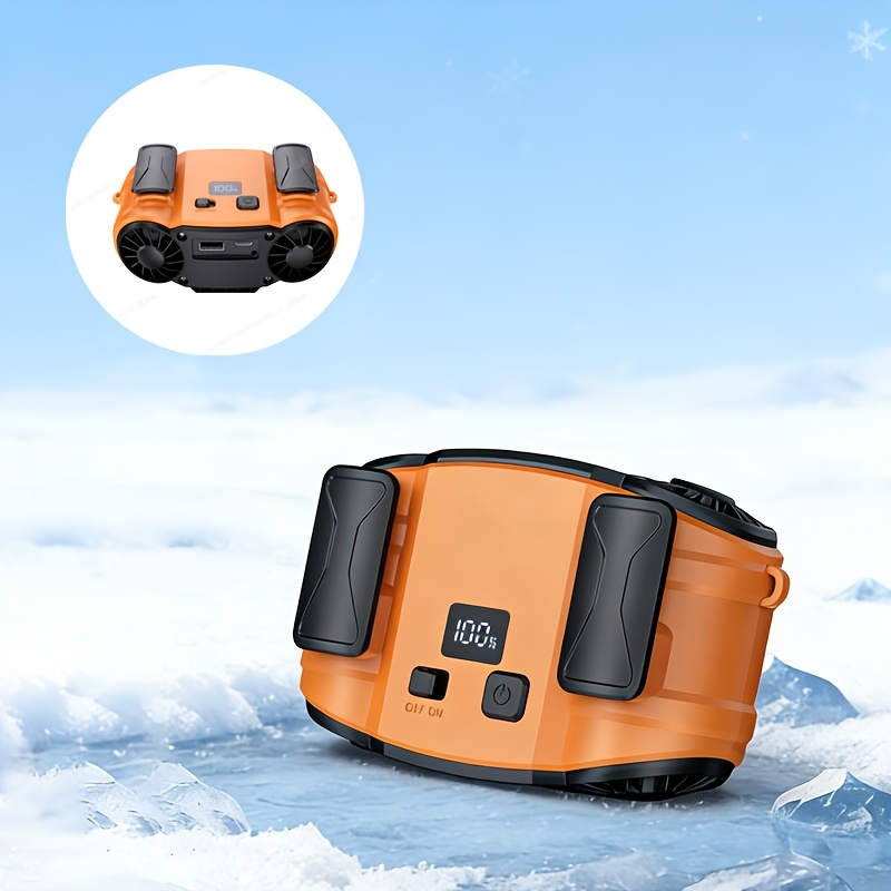 TEMU Portable Waist Fan, Large Capacity And Ultra Long , Led Battery Display Screen, Suitable For Outdoor Work, Camping, Fishing, Spring , Holiday Gifts, Camping Equipment And Devices