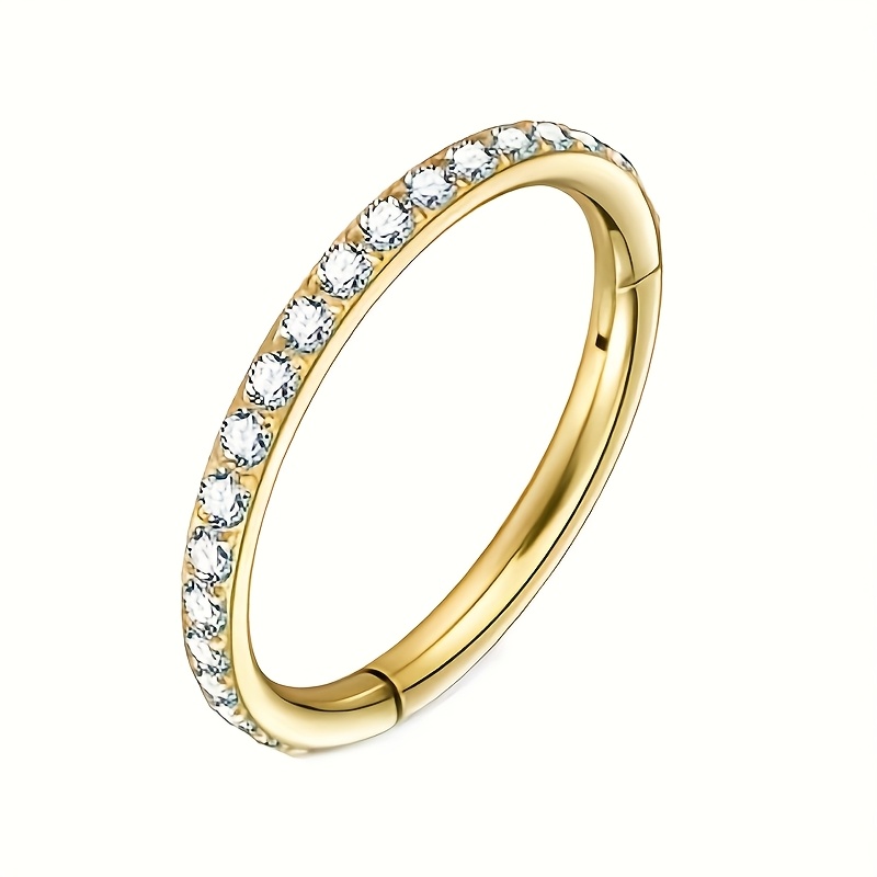 16G Stainless Steel Embedded Zirconia Seamless Nose Ring
