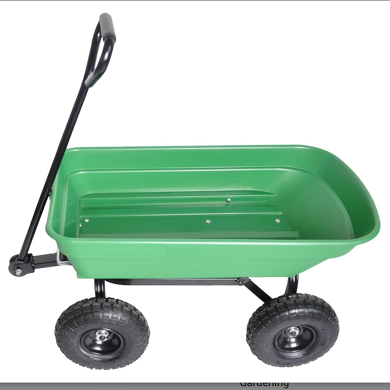 TEMU Yard Dump Wagon Cart Lawn Utility Cart Outdoor Steel Heavy Duty Garden Cart 330 Lbs Folding Wagon Cart | Wheelbarrow | - Heavy Plastic And
