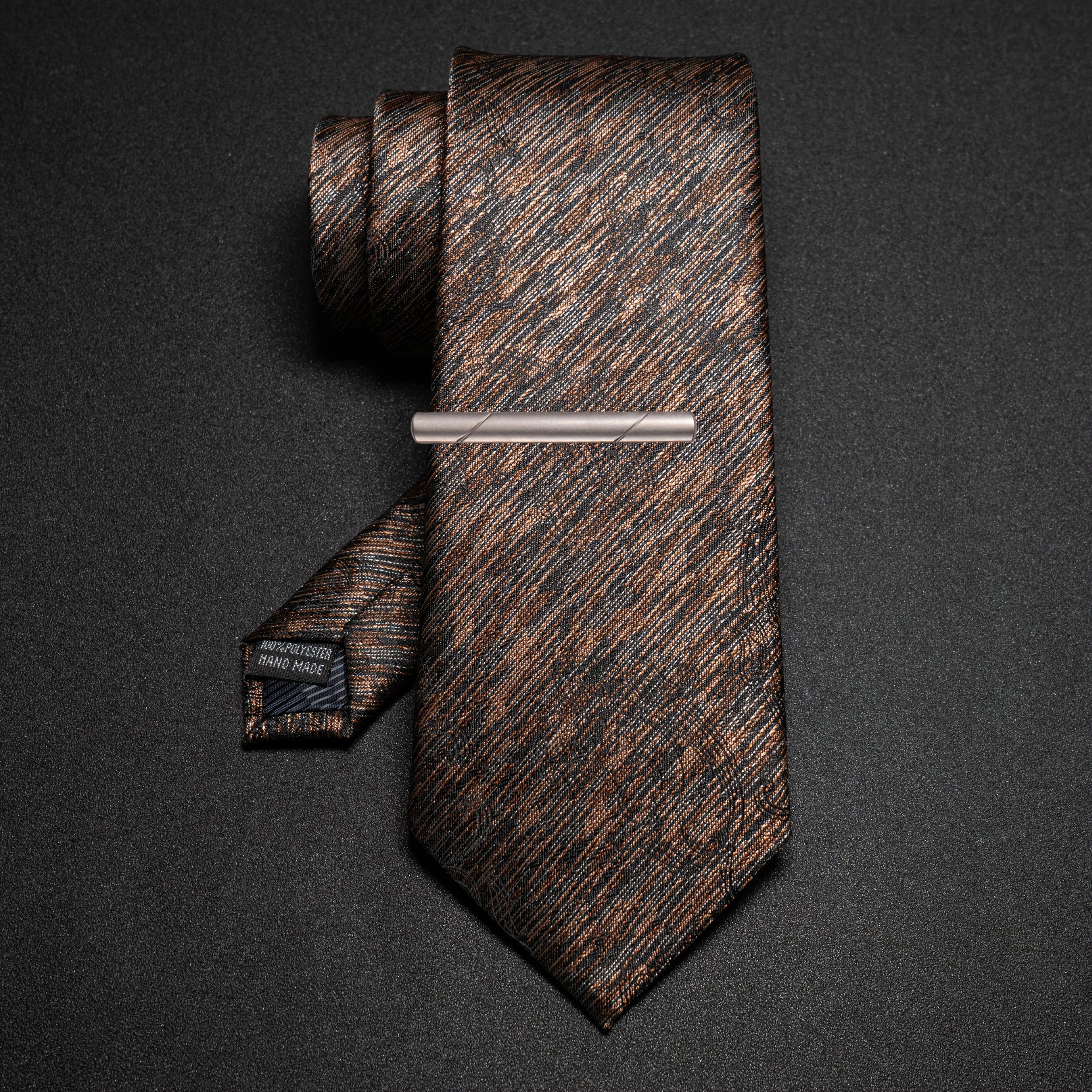 Heather Texture Paisley Jacquard Necktie and Tie Clip Set