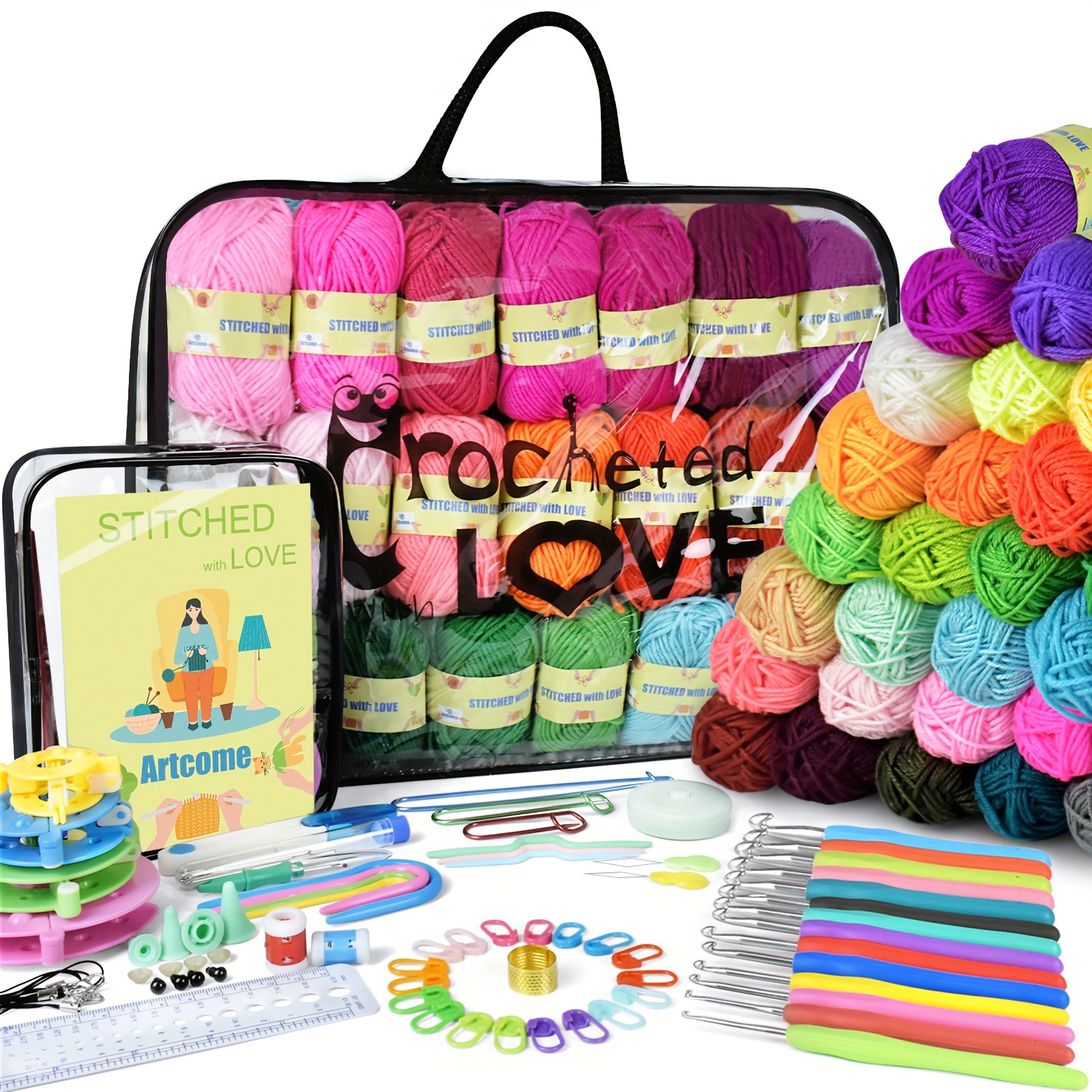 

ultimate Crafting" Complete Crochet Kit For Beginners & Experts - 155 Pcs With 42 Vibrant Yarn Colors, 14 Hook Sizes, Accessories & Storage Bags - Perfect For All Seasons Crafting
