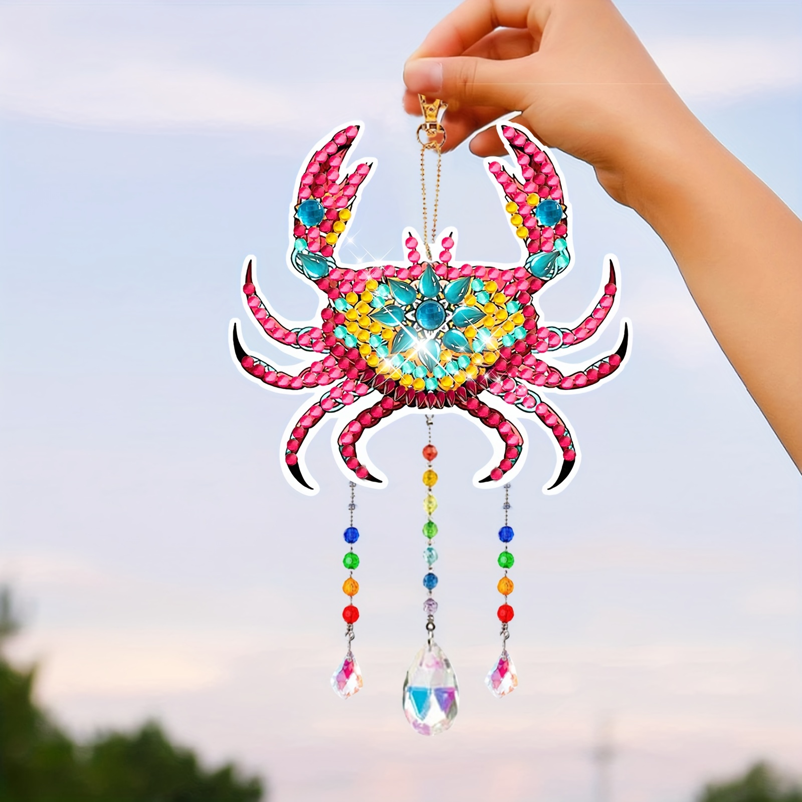 Ocean-Themed 5D Diamond Painting Keychain Kit, Round Acrylic Diamonds, DIY  Double-Sided Crab Pendant Craft, Beginner-Friendly Art Jewelry for Birthday