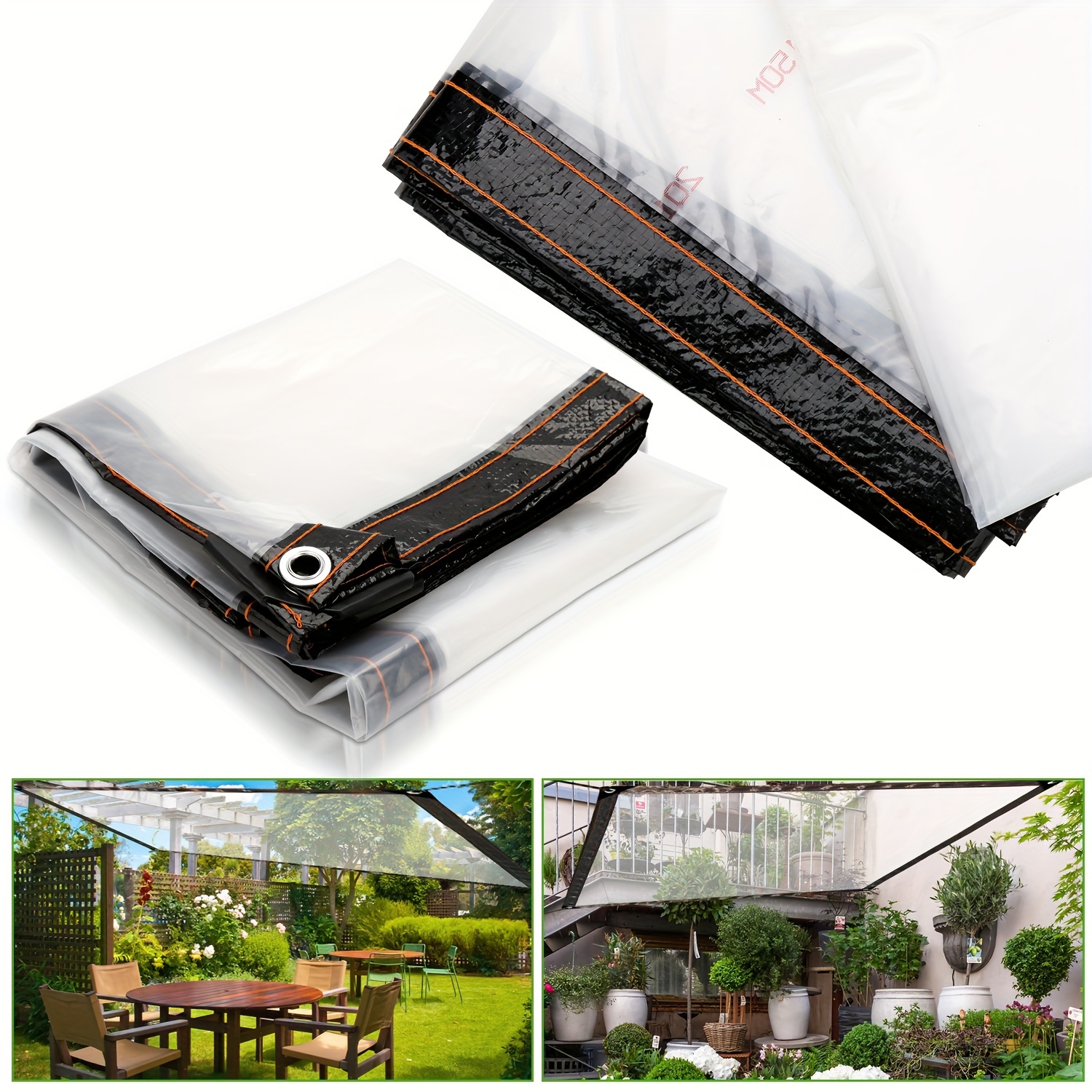 

Waterproof Transparent Tarp, Tarp With Eyelets And Rope, Garden Tarp Foldable, Wind And Rain Protection For Terrace, Balcony