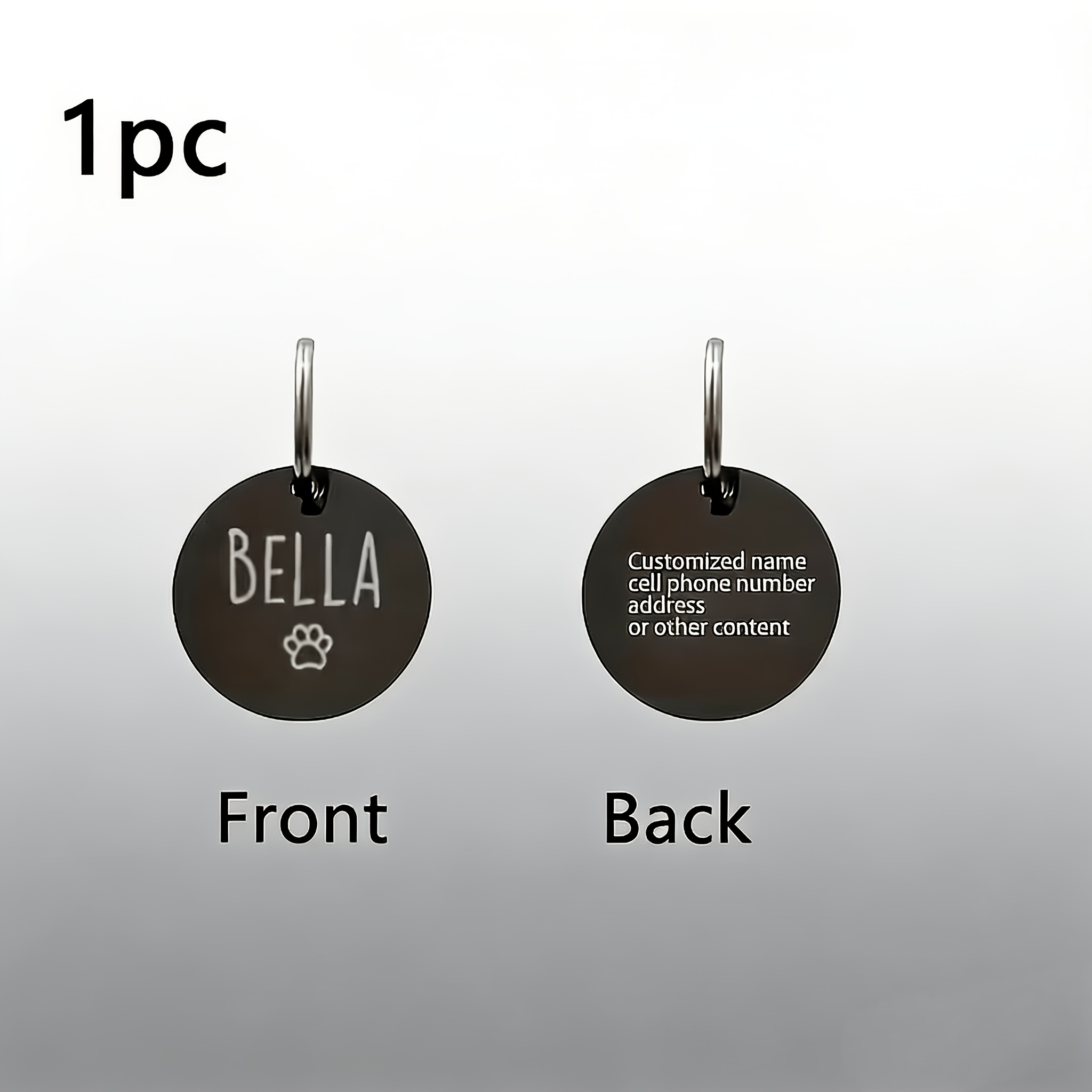 Double-Sided Engraved Pet Tag, Custom Easy Round Metal Anti-Lost Tag