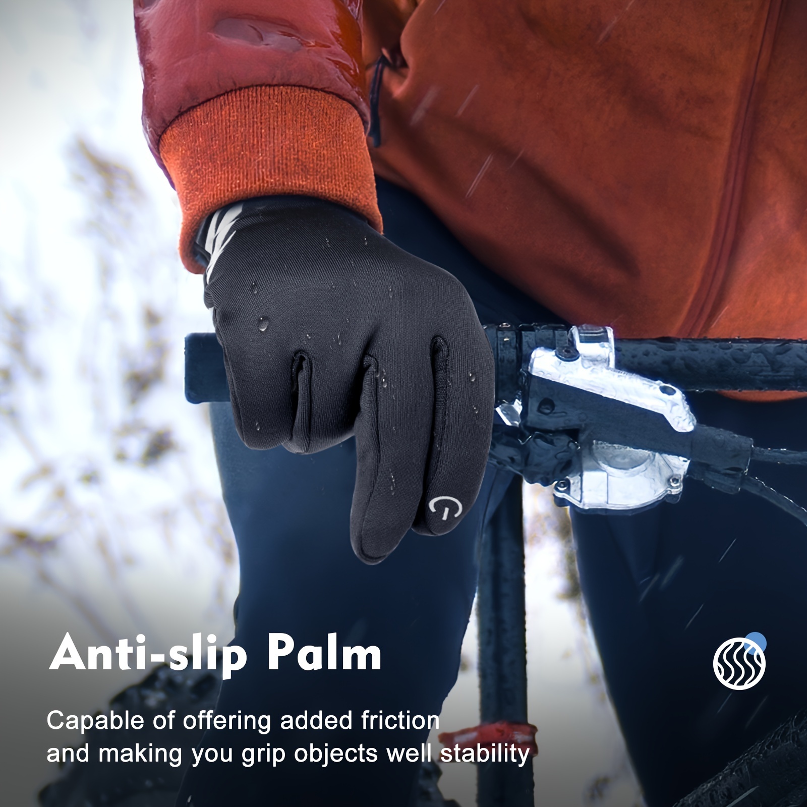 Guantes térmicos de invierno Hombre, Guantes de pantalla táctil  Antideslizante Palm Cycling Guantes cálidos a prueba de viento Impermeables