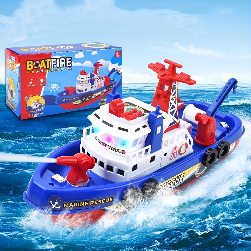 Juguetes de baño para niños pequeños, juguete flotante con rociador de agua  para niños, divertido baño con barco, coche de plice, camión de bomberos y